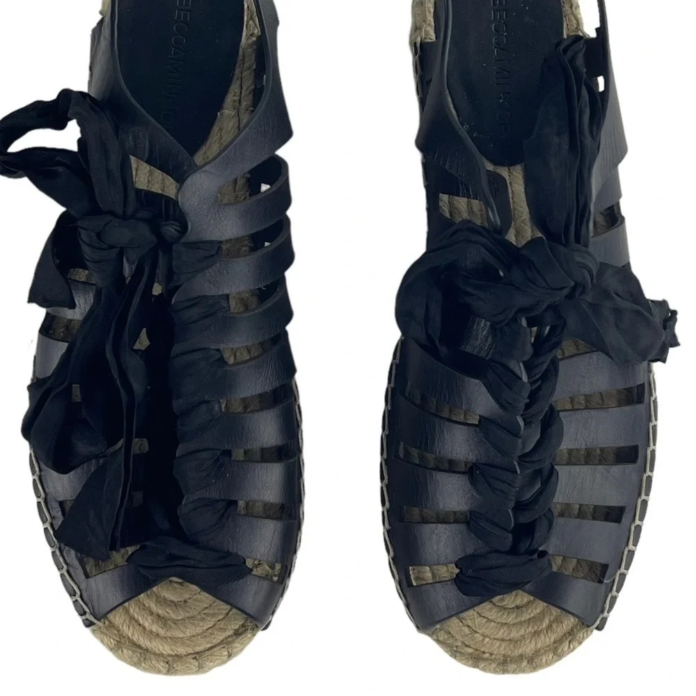 REBECCA MINKOFF GEMMA LEATHER LACE UP GLADIATOR CAGE ESPADRILLE SANDALS